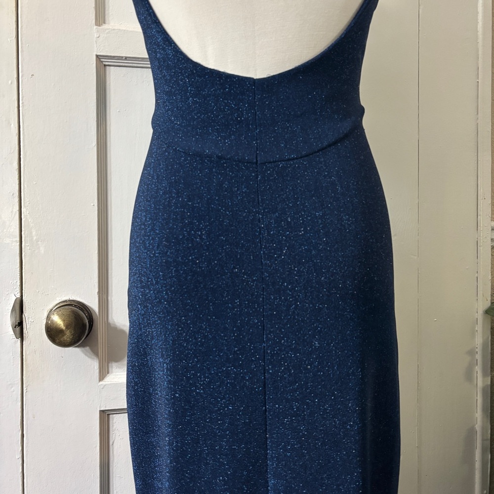 Betsey Johnson Vintage Dark Blue Shimmer Maxi Dress - Picture 11 of 15